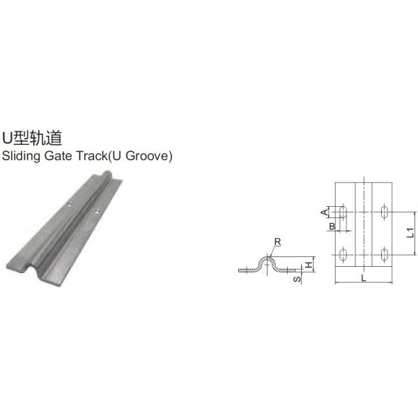 R8 R10 Groove Galvanized Steel Sliding Gate Track Hardware Rail Round Bar Gate Track 3.5mm Thick