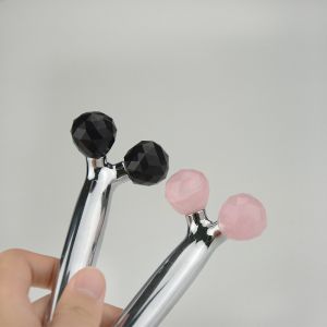 Two Balls 3D Y Shape Face Jade Roller For Dark Circles