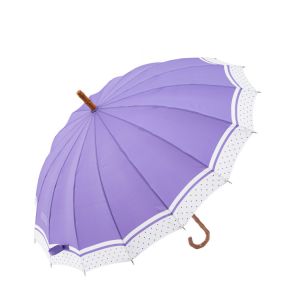 16K J Shape Curve Rattan Handle Straight Umbrella