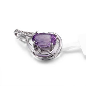 1.99g Pear Shaped Amethyst Pendant Unisex February Birthstone Charms