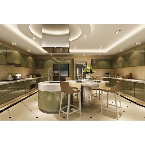Elegant Olive Green Modern And Durable Stainless Steel Kitchen Cabinet