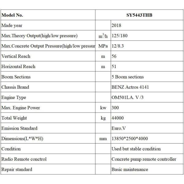 Truck Mounted Concrete Pump 56 Meter Used Construction Concrete Machine for Projects
