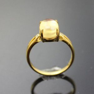 18k Yellow Gold Plated Sterling Silver Oval Dome Yellow Citrine Women Ring (F57)