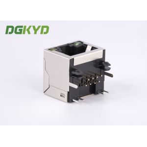 Right Angle single port RJ45 shielded connector without transformer , with Led