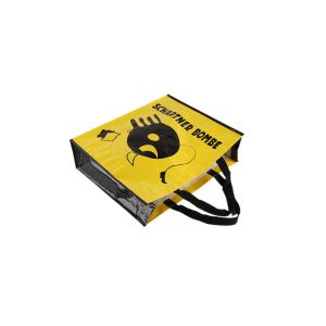 Reusable PP Woven Bags , Fabric Packaging Bags Yellow Black Polypropylene