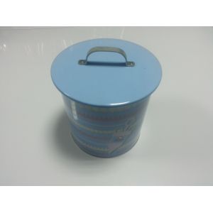White / Blue Tin Cookie Containers With Lid / Cover , 162x175 MM