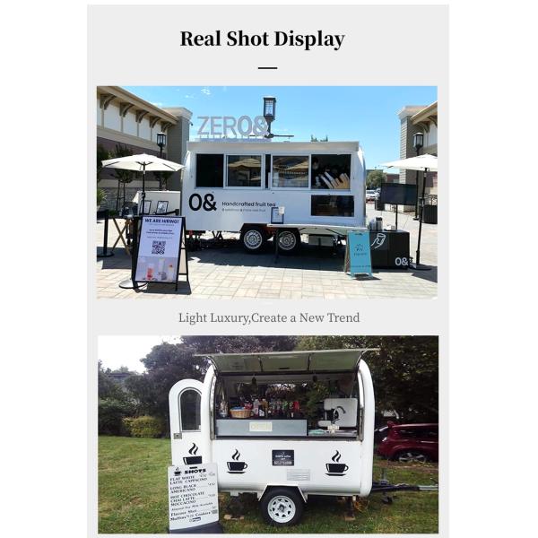 Vacuum Tyre Mobile Food Carts with Grilled Sausage Machine and Stainless Steel Design