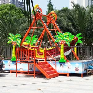 Mini Pirate Ship Ride / Pirate Ship Swing Movable Type OEM Service