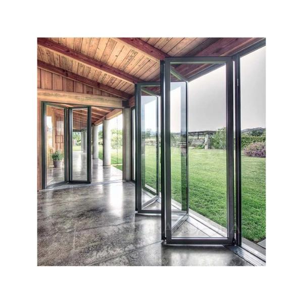 Buy 1.4mm Wall Thickness Aluminum Glass Patio Accordion Door for Modern Security Solution at wholesale prices