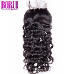 Brazilian Human Hair Lace Closure Free Part Water Wave With Baby Hair HD Lace