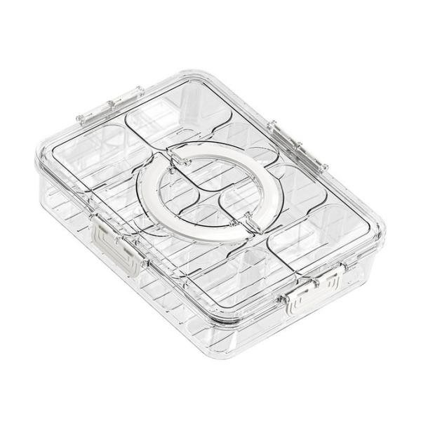 Transparent Plastic 8-divided Lunch Box Storage Box Insurance Container Box Refrigerator Fresh-keeping