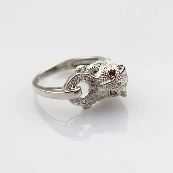 Designer Jewelry Solid Sterling Silver Leopard Ring Pave Cubic Zirconia(SRJ700)