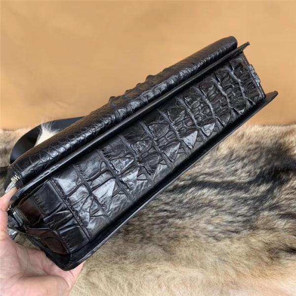 Crocodile Skin Businessmen Working Laptop Briefcase Authentic Real Alligator Leather Male Large Black Top-handle Handbag