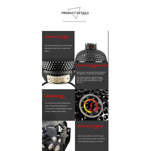 KIMSTONE 13 Zoll Kamado Grill Keramik Bbq Grill Mini Ceramic Smoker Kamado Ceramic Barbecue Grill