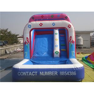 Quality Outdoor Amusement Mermaid Pink Inflatable Water Slide Double Strong Stitching for sale