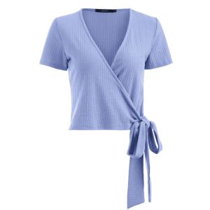 New Fashion Fitness Clothing Women Wrap Ribbed Top