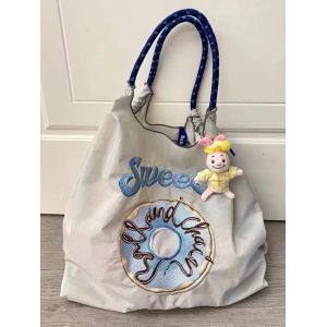 EMBROIDERED REUSABLE BAG SHOPPING BAG NYLON HAND BILL SHOULDER CROSSBODY BAG FOR