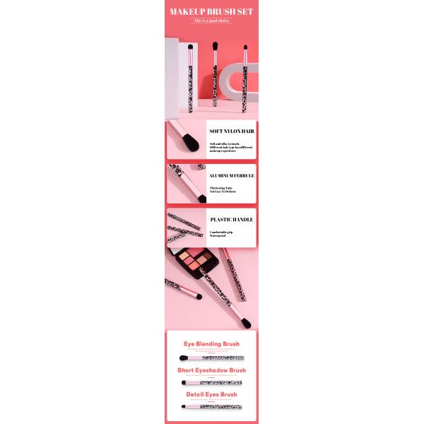3pcs Set Plastic Makeup Brushes Ergonomic Handle With Full Printing