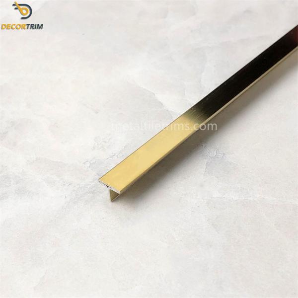 10mm Brushed Stainless Steel Tile Trim Decorative Gold T Shaped Flooring