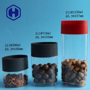 Empty Almond Nuts Biscuits Oval Plastic PET Jar Stackable 716ml