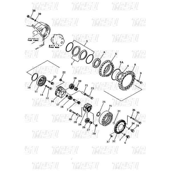20Y-27-13220 PC200-5 Excavator Travel 2 Stage Planetary Gear