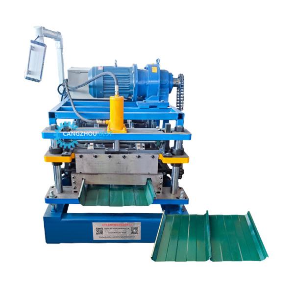 Buy Hydraulic Cut Off Galvanized Steel Profile Portable Kr18 Standing Seam Roof Roll Forming Machine at wholesale prices