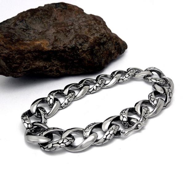 Men's Titanium Stainless Steel Curb Chain Link Bracelet 8 Inches (JCE168)