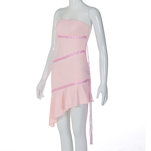 OEM maufactory European and American style 2023 Summer new short polyester sexy tube top skirt fashion dress