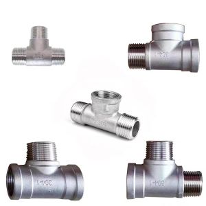 Casting Stainless Steel Tee Fitting for Water Plumbing Pipe Male Female Threads