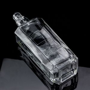 750ml 75cl Super Flint Square Embossed Glass Bottle with Screw Cap Rum Vodka