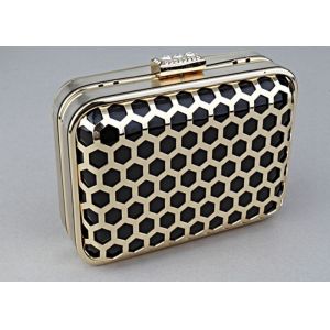 Geometric Pattern Silver Sparkly Clutch Bag , Dot Pattern Metallic Clutch