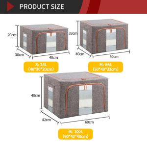 ODM 100L Fabric Household Storage Containers Collapsible Double Zippers