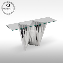 Modern 51kg SS Console Table 160cmx45cmx75cm Canada Style Glass top