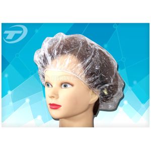 PE Disposable Shower Caps Single Use Transparent Dustproof And Waterproof