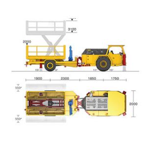 Max 3T Loading Weight Underground Scissor Lift Vehicle , Durable Hydraulic Platform Truck