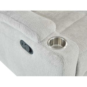 Recliner Chair with Stainless Steel Cup Holders, Gray Fabric
