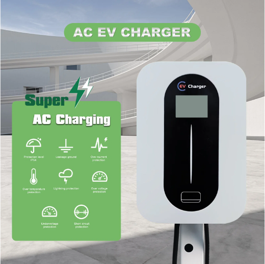 7kw Level 2 Commercial Charging Station Wall Mounted Fast