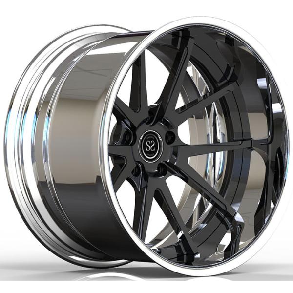 22x10 ET35 22x11.5 ET30 Custom Forged 2-PC Rims Polished Lip And Gloss Black Disc