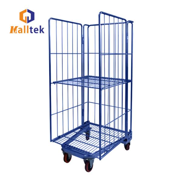 Buy Heavy Duty Merchandiser 3 Doors Logistic Trolley Supermarket Transport Roll Container at wholesale prices