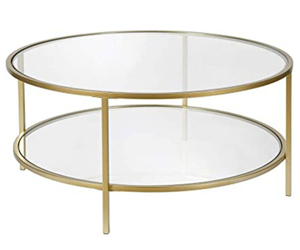 Durable Round Glass Coffee Table Living Room Furniture 17" H X 36" L X 36" W