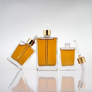 Transparent Custom Logo Bottle 30ml 50ml 100ml With Gold Dropper