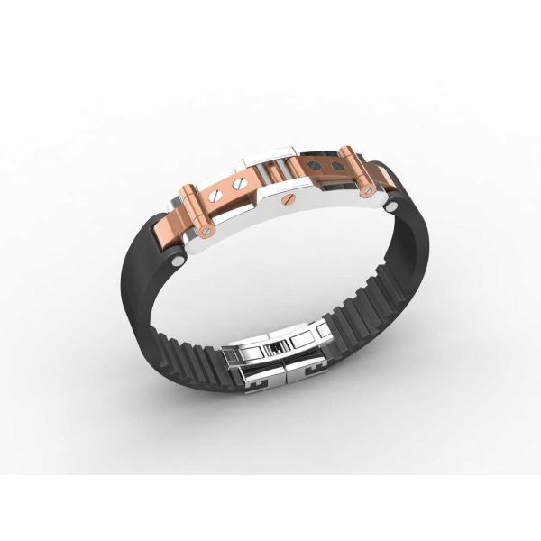 Top Quality Europe Fashion Stainless Steel Genuine Leather Silicone Bangle