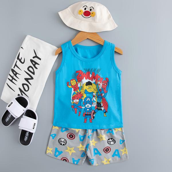 Hero Alliance versatile Cartoon Printed Nightwear / Cotton Pajama Sets Moderate Tightness