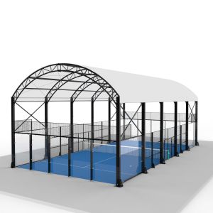 China Professional Roofed Padel Court Weatherproof Tournament Grade Tennis Facility on sale