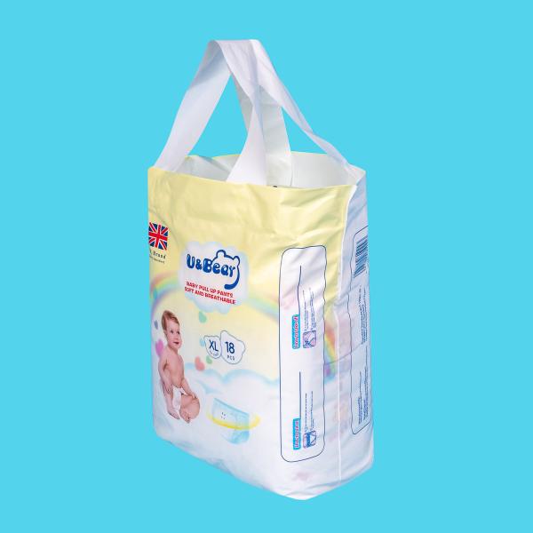 Buy White ADL Baby Pull Up Pants Super Absorbency Organic Pull Up Diapers Printed at wholesale prices