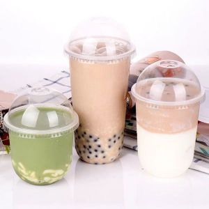 Food Grade Pet Coffee Disposable Plastic Cups 500ml For Cold Cafe Customized