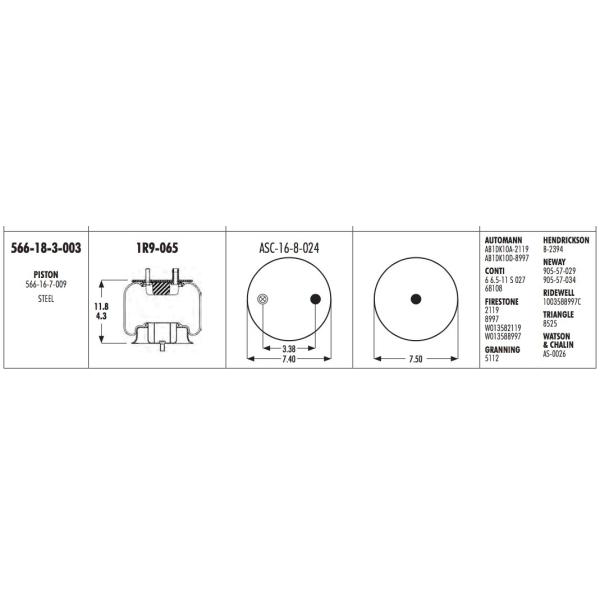 1R9-065 Goodyear Rolling Lobe Truck Air Suspension Springs