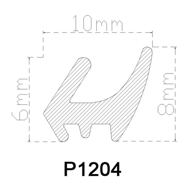10*8 mm Brown PVC Rubber Strip Groove Type Barrier Strips