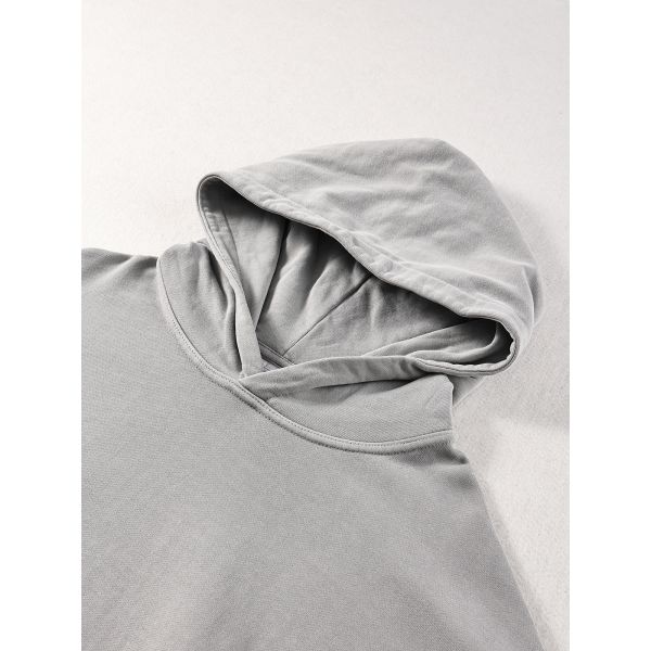 High Quality Sublimation Slim Fit Heavy Weight Fluffy Black Pure Cotton 420g Washed Retro Thick Crop Top Hoodie