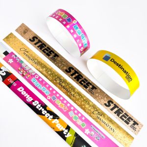 Disposable Party Event Holographic Personalized Wristbands With Logo Text